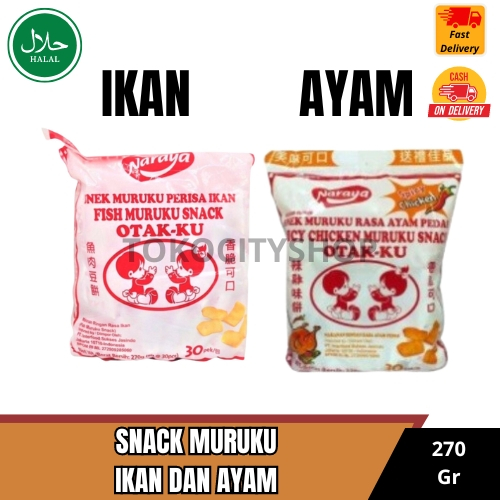 

Cemilan Naraya Snek Muruku Perisa Ikan / Muruku Ayam Otak-Ku 270 Gr