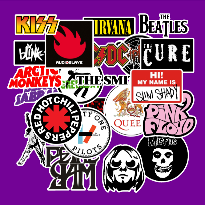 

Stiker Pack BAND ROCK METAL Kekinian Keren Aesthetic HP Laptop Tab Notebook (22 pcs)