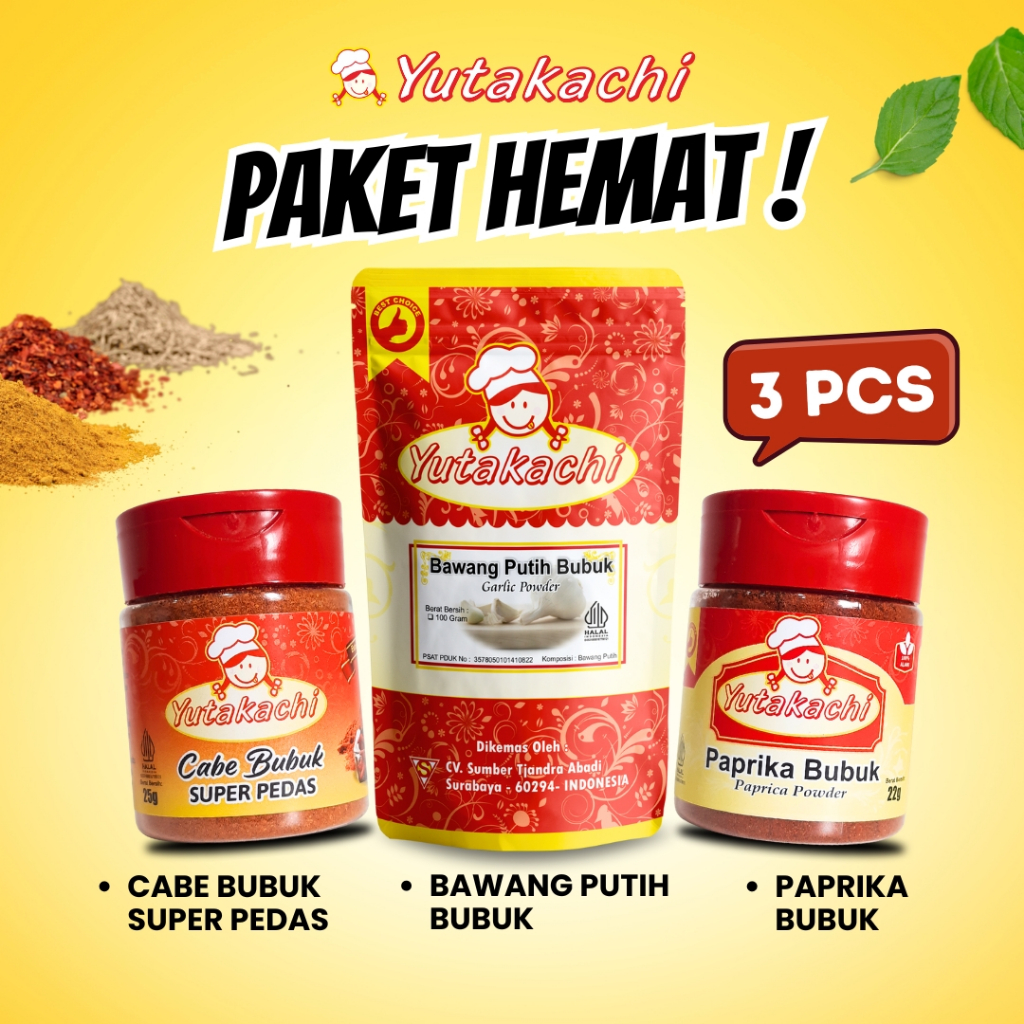 

Paket Bumbu Rempah (Cabe Bubuk Super Pedas - Paprika - Bawang Putih)