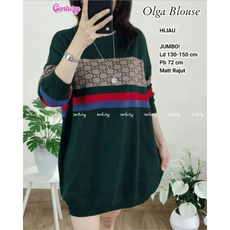 ATASAN BLOUSE RAJUT WANITA JUMBO/OLGA/BLOUSE TOP WANITA RAJUT IMPORT JUMBO LD 150 CM FIT XXXXL
