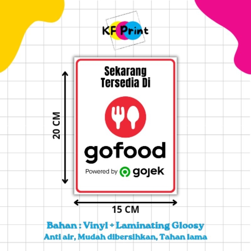 

STIKER NOW AVAIBLE ON GOFOOD 20 X 15 CM BAHAN VINYL LAMINATION GLOSSY