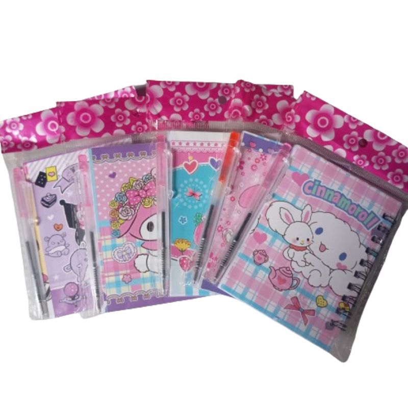 

Paket 3pcs Buku Binder Mini Sanrio Ukuran A7 + Pulpen Buku Karakter Murah