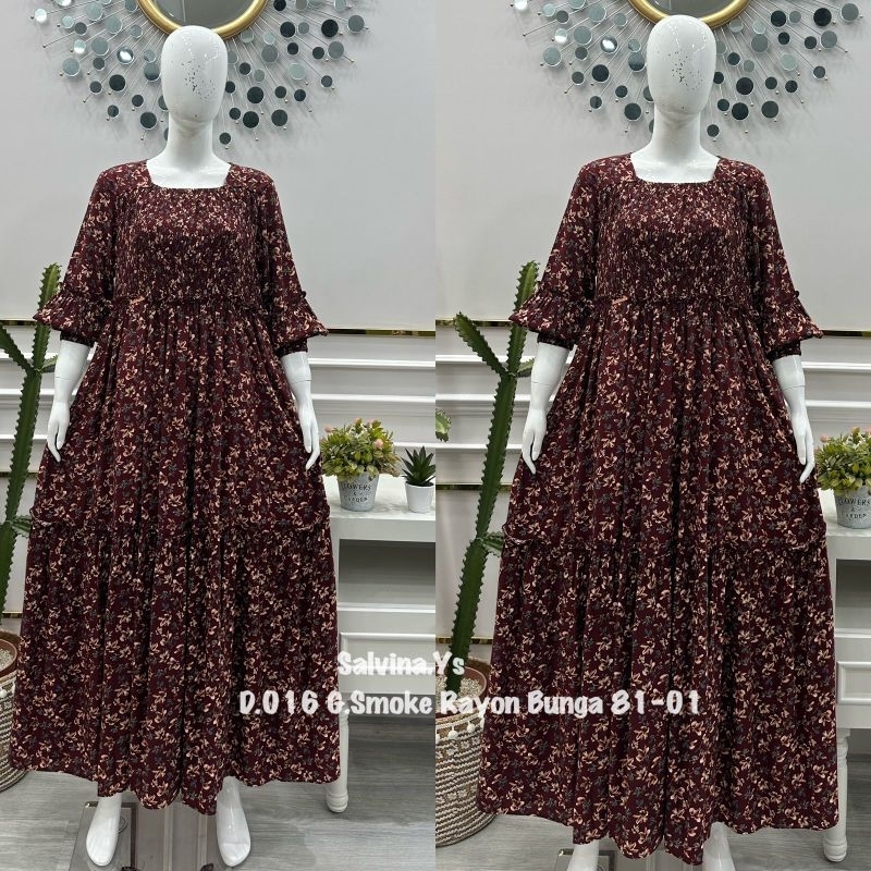 Gamis salvina ys rayon smoke  bunga terbaru.