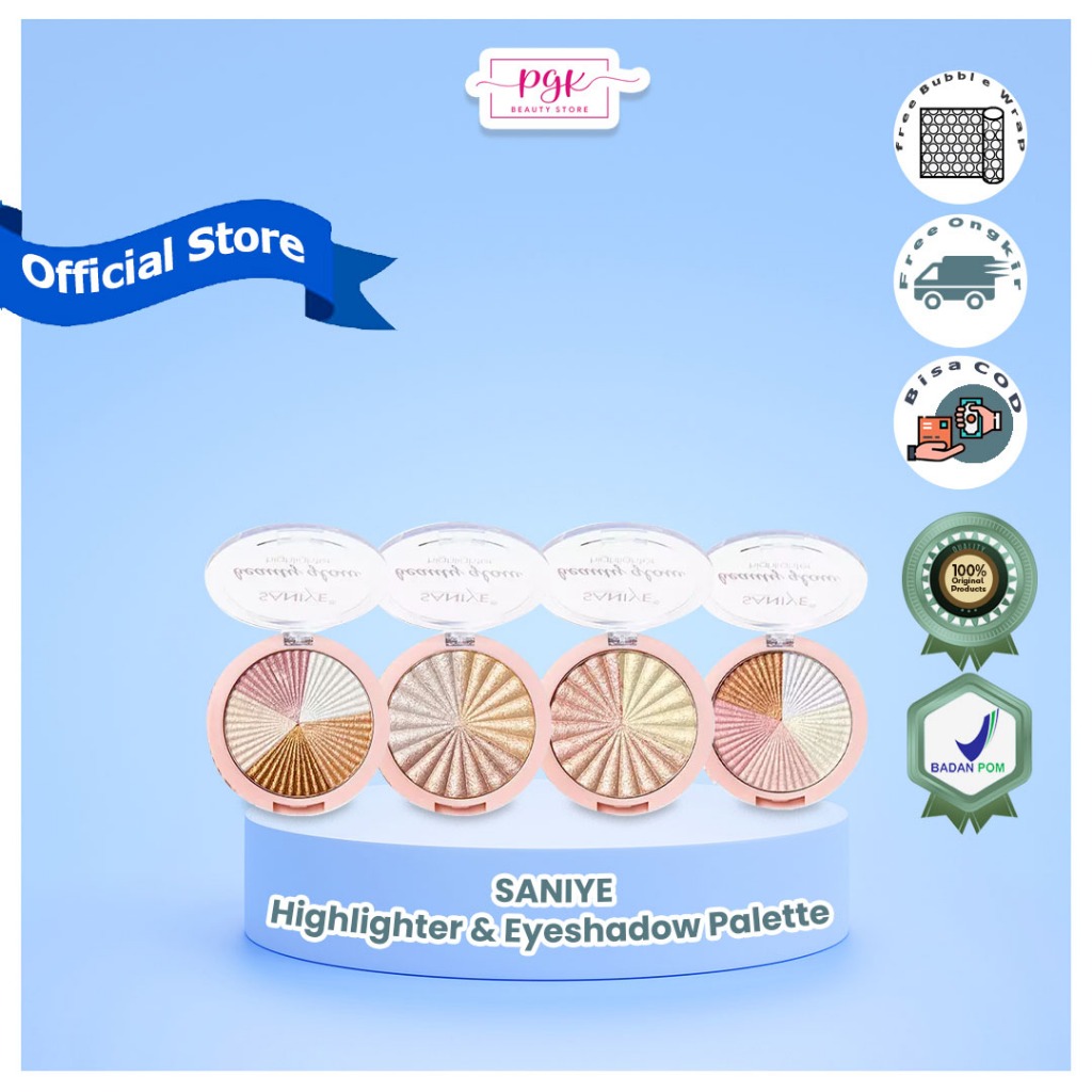 SANIYE 5 Warna Glitter Highlighter Wajah Highlight Eyeshadow Waterproof Powder Kosmetik E0155