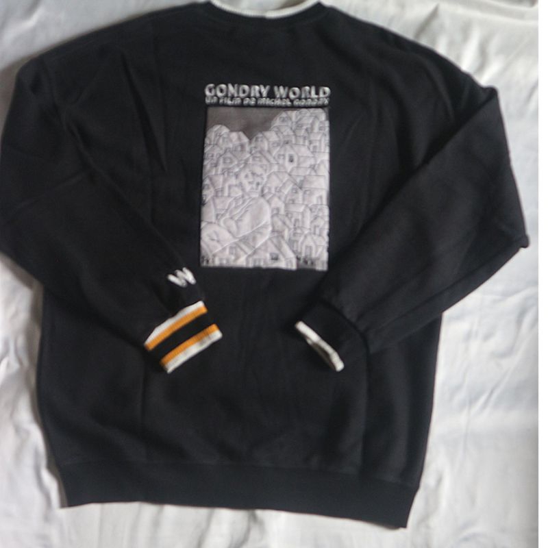 WV Project Film Michael GONDRY Crewneck Black Sweater Bordir