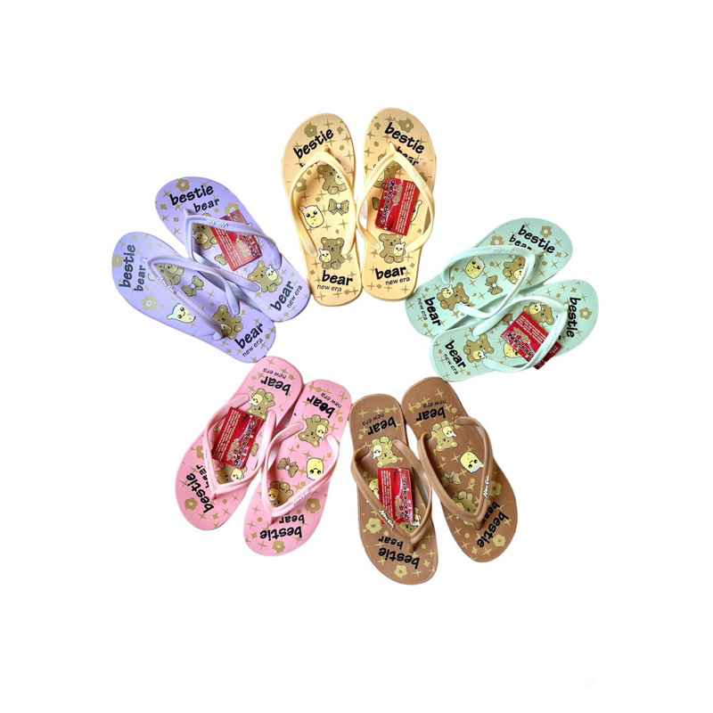 sandal jepit new era perempuan dewasa bestie bear