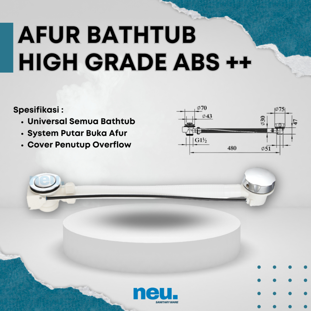 Afur Bathtub Avur PVC Pembuangan Air Bathup Bathub