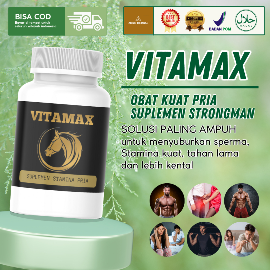 VITAMAX isi 30 Kapsul Vitamin Stamina Pria Tangguh  - Suplemen Kesehatan Herbal Pria Kuat Strongman