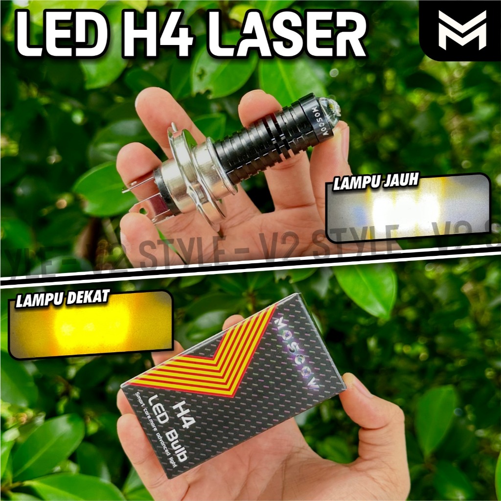 LAMPU SOROT DEPAN LAMPU LED UTAMA MOTOR MOBIL SOKET H4 KAKI 3 HIGH LOW PUTIH KUNING HEADLAMP H4 LAMP