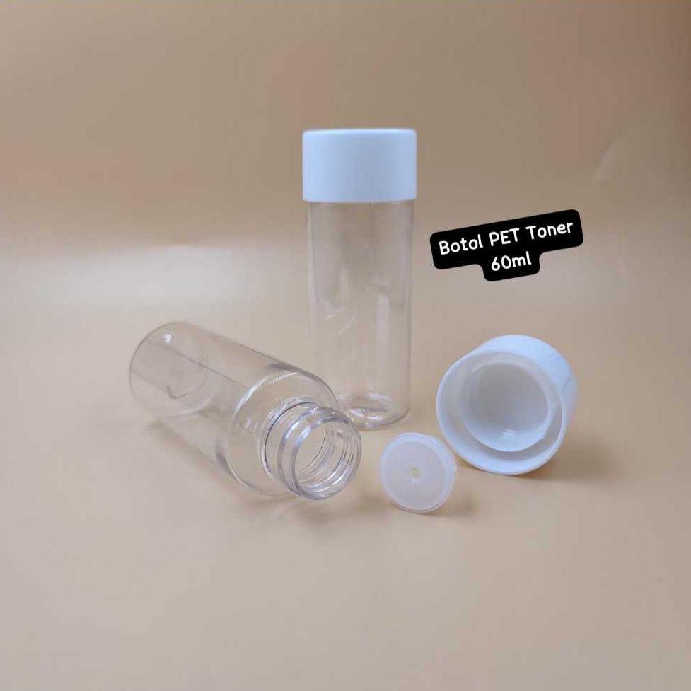 Botol Wadah Kosmetik Plastik PET 60ml Botol Skincare Tempat Cleansing Toner Lotion Botol Toner Botol