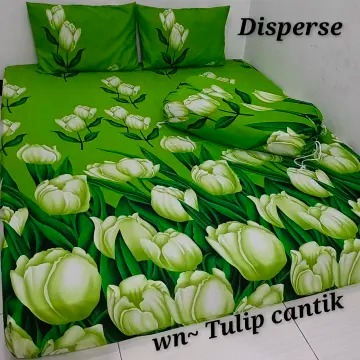 SEPRAI  SPREI BUNGA TULIP HOME MADE MOTIF BUNGA GREEN TULIP 2