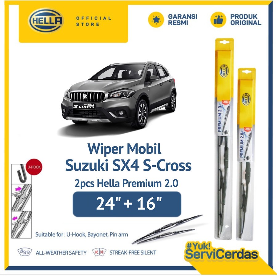 Wiper Mobil SUZUKI SX4 SXS-Cross 24” + 16” (2pcs) - HELLA Premium 2.0
