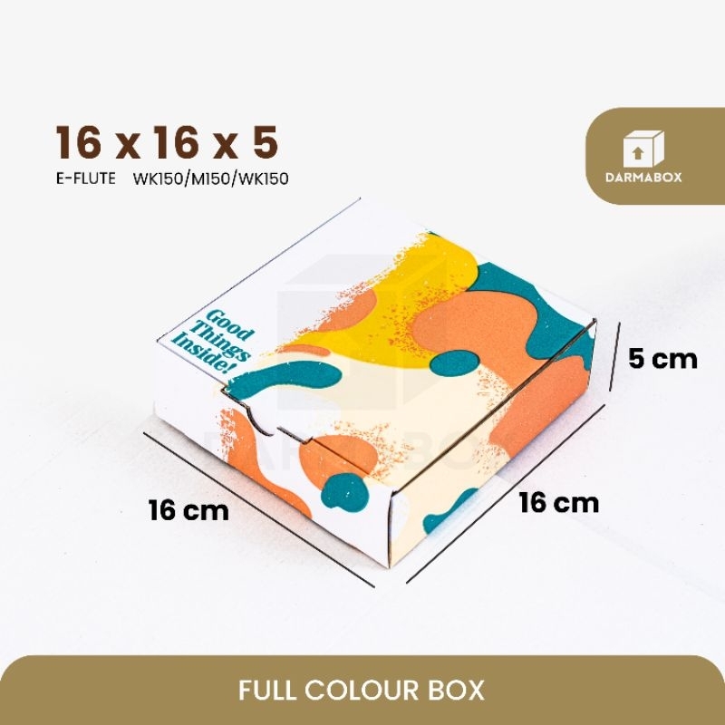 

Box 16x16x5 Full Colour E-Flute K150 Packaging Hampers/Brownies/Cake/Gift Box/Kardus Box