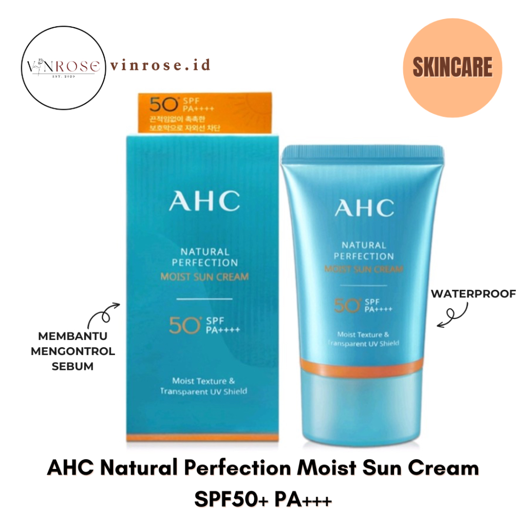 AHC Natural Perfection Moist Sun Cream SPF50+ PA+++ Skincare Sunscreen