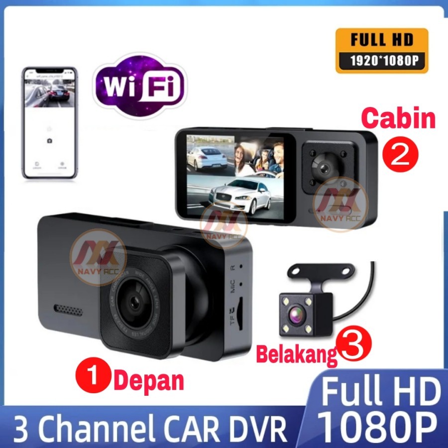 MH - KAMERA MOBIL 2 KAMERA WIFI FULL HD LAYAR 2IN DVR MOBIL DASHCAM S103