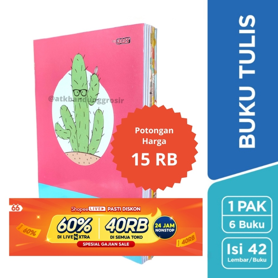 

Buku Tulis Boxy Big Boss 42 Lembar 1 Pak 6 Buku Ukuran B5 18 x 25 cm Buku Panjang Pak KODE C8O9