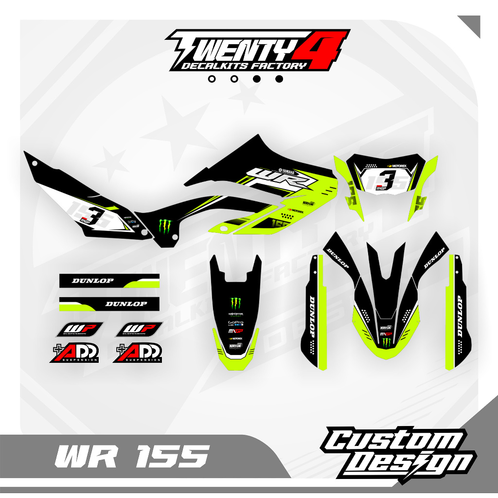 Decal Yamaha Wr 155 Hitam Kombinasi Hijau Stabilo - Decal Custom Wr 155