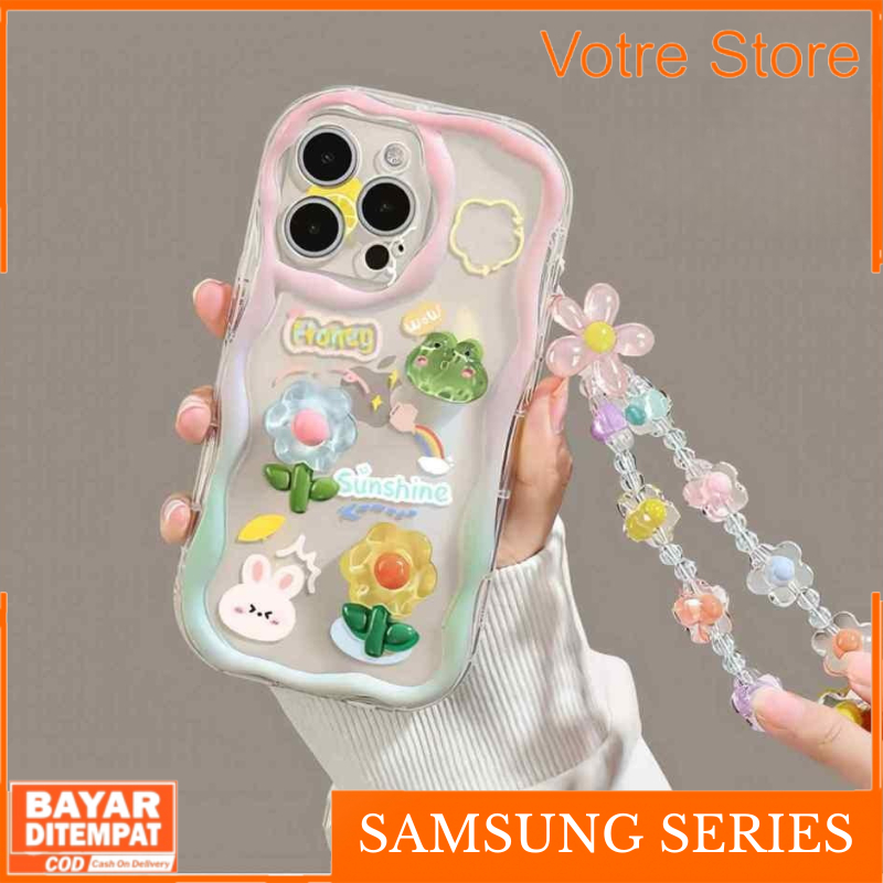 Case Samsung A13 A23 4G 5G A14 A05 A05S A12 M12 A02S A03S Casing Tali Lanyarg Gelang Motif Sunshine 