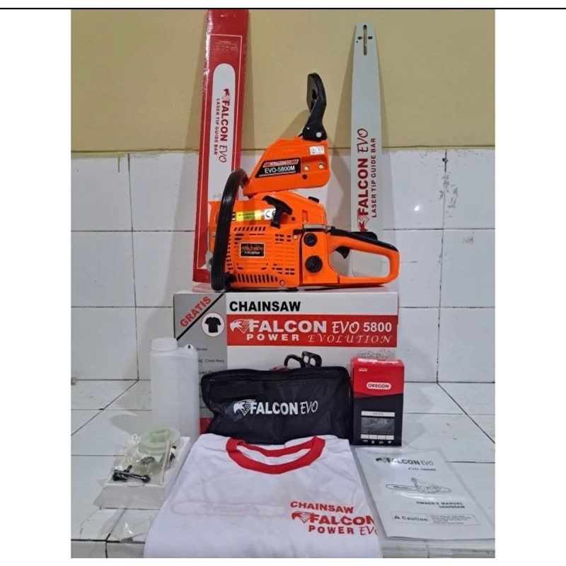 PROFESIONAL Chainsaw FALCON 5800 5880 BLOCK TURBO 22inc LASER 38T mesin Gergaji kayu