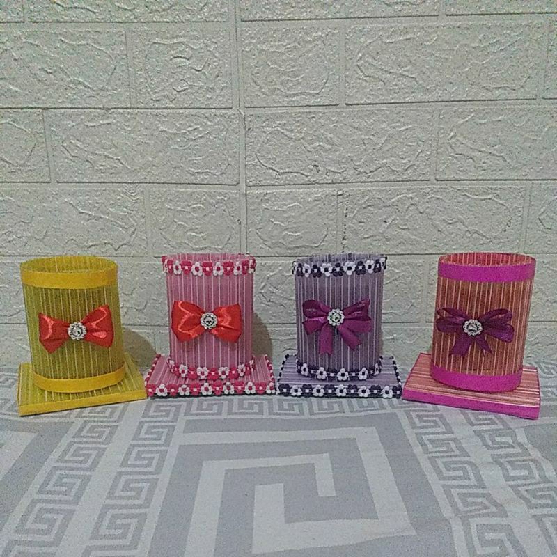 

prakarya dari sedotan | tempat pencil dari sedotan|kerajinan daur ulang