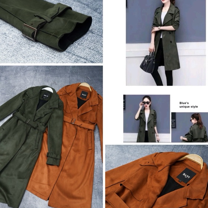 Terlaris LONG COAT WANITA BAHAN SUEDE IMPORT MEWAH PREMIUM