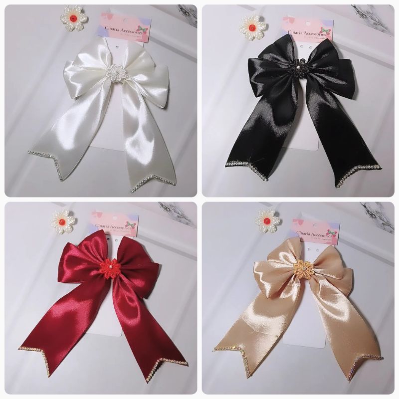 Jepit Rambut Pita Satin / Jepitan Pita Besar Satin