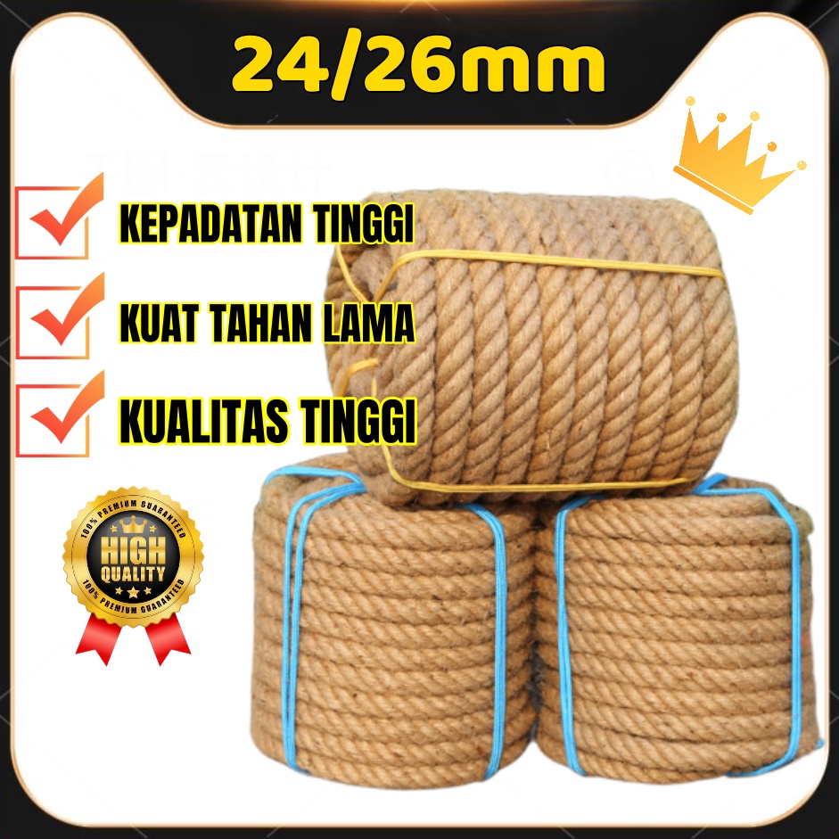 

Paling dicari Tali tambang 24mm 26mm kuat tahan lama tali goni tarik tambang tali rami