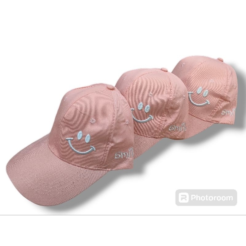 TOPI SMILE SAMPING PINK PEACH soft