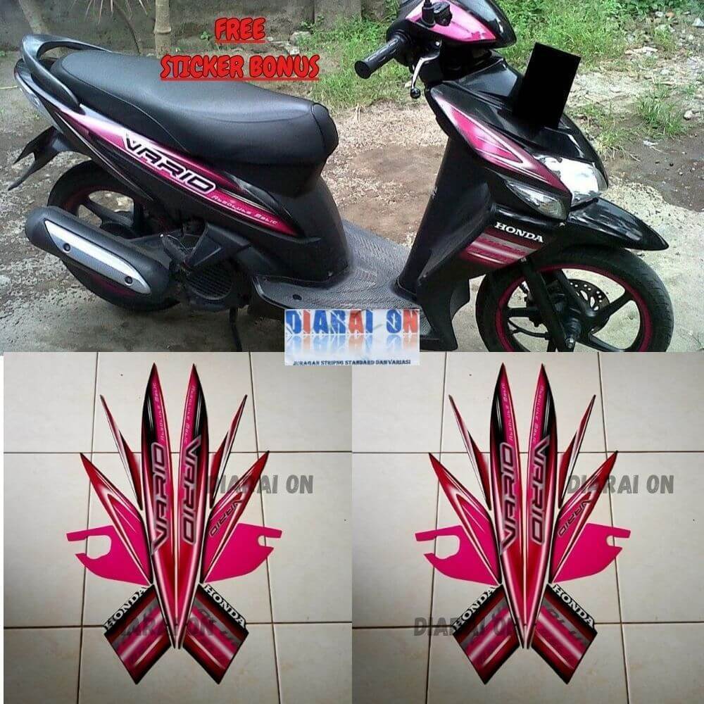 Striping Stiker Honda Vario 110 2007 2008 - Vario CW 110 Lama Hitam Pink Murah