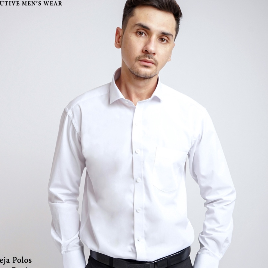 Wow BOSS Kemeja Polos Pria Lengan Panjang Putih