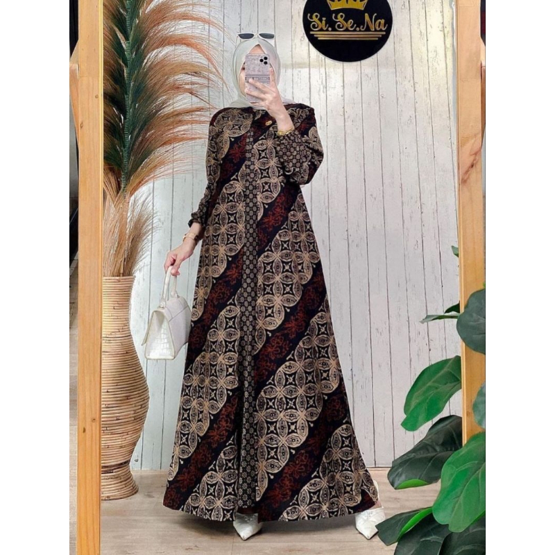 Gamis Batik Jumbo Modern Premium - Gamis Busui Standar Dan Jumbo Busui - Cardy Batik Kombinasi - Gam
