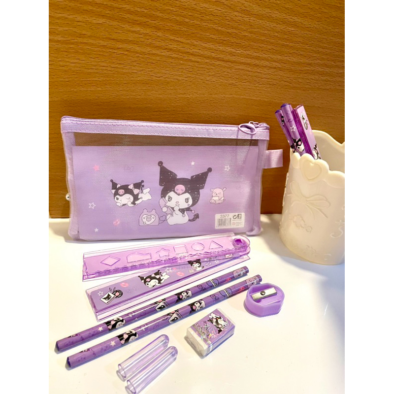 

Set Alat Tulis 7 in 1 / Pouch Set Alat Tulis Ziplock / Paket Alat Tulis Motif Sanrio / Tempat Pensil Karakter Lucu
