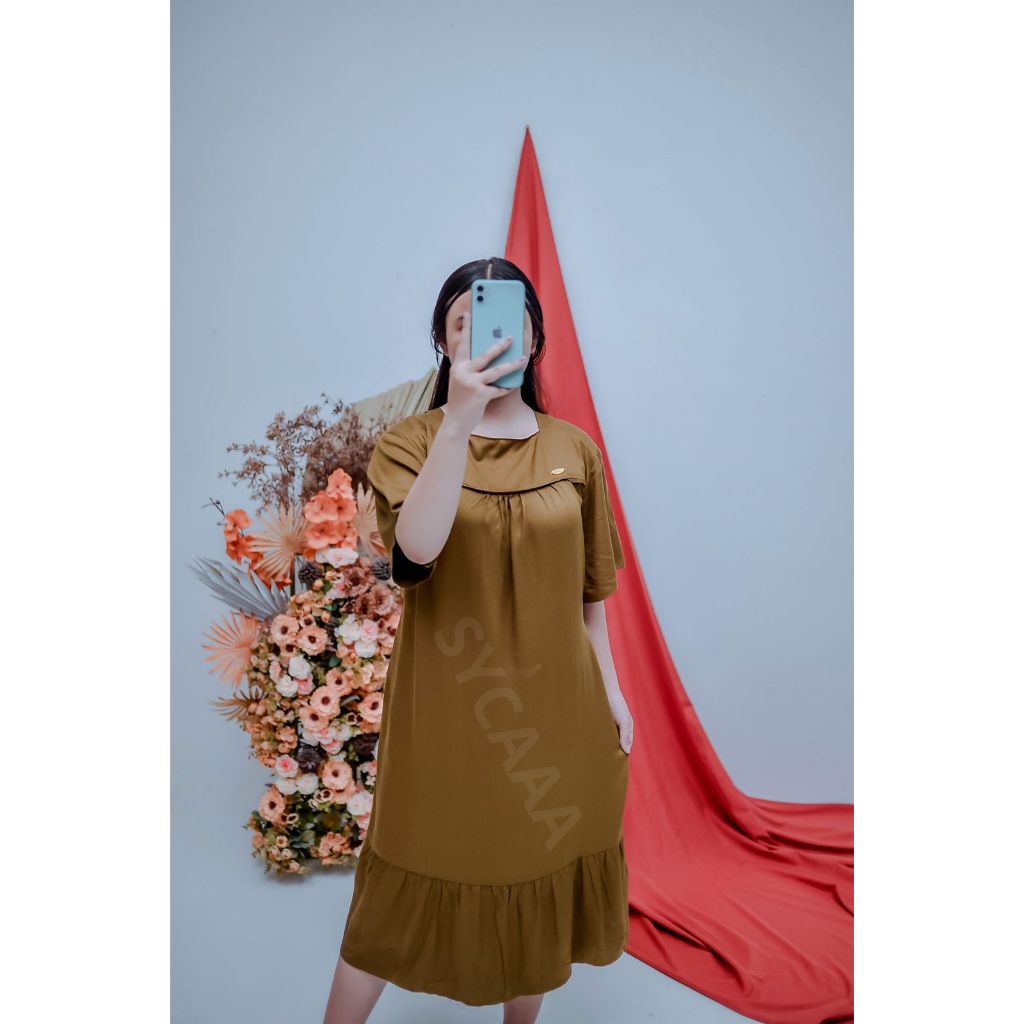 Daster Viral Ruffle Busui / Daster Polos Ruffle Busui / Daster Busui rayon polos