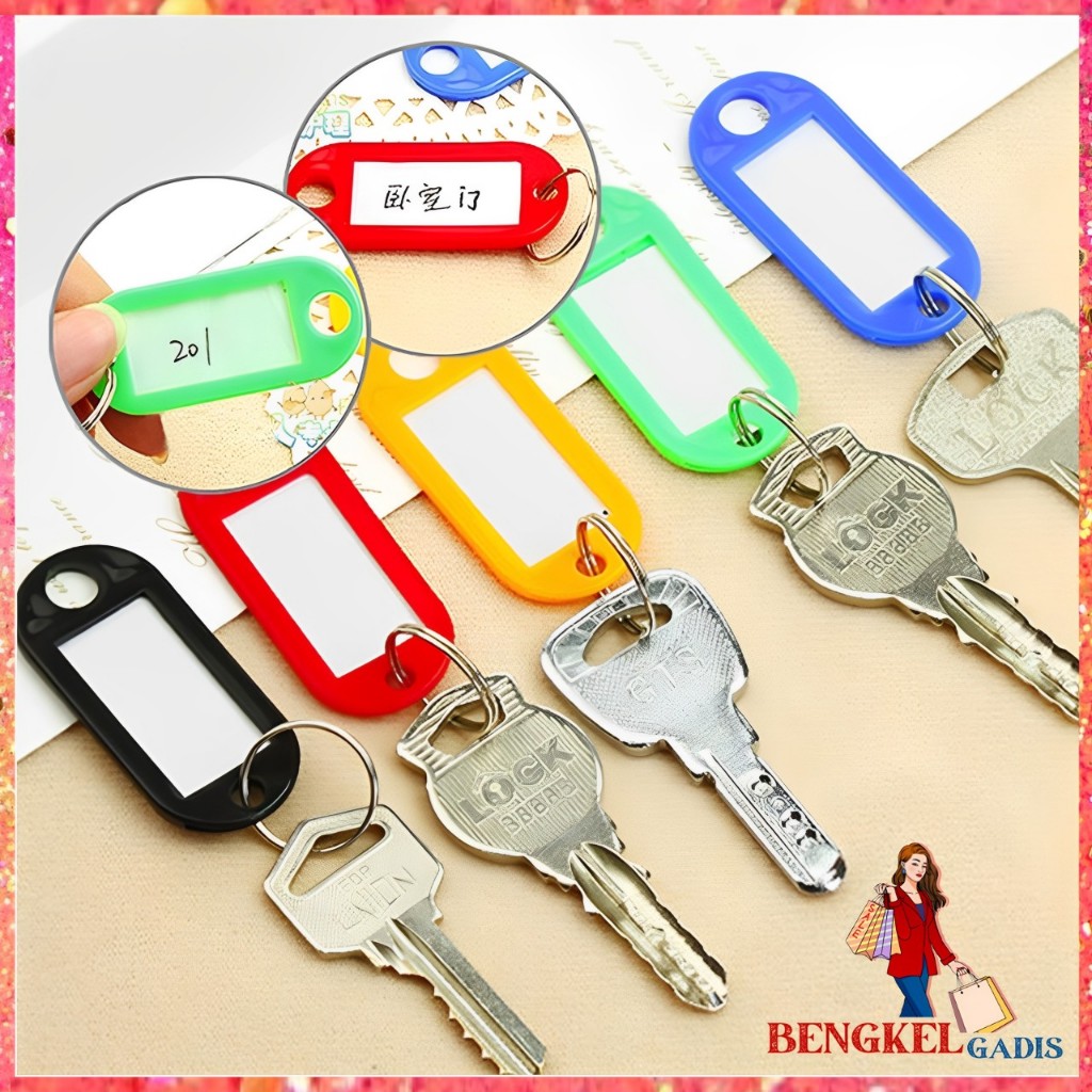 

BG Keychan Ring Name tag Ganci Colors Name Tag Gantungan Kunci Warna-Warni Label Nama Plastik