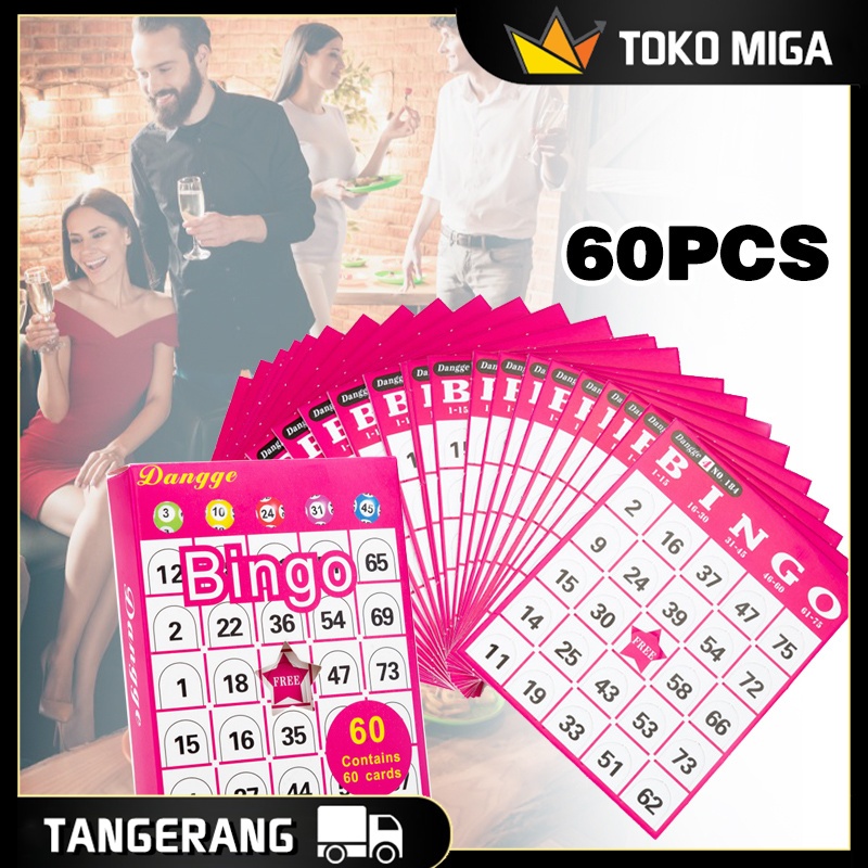 60 Buah/Kotak Kartu Mainan Bingo Set Bingo Board 9 Warna Bingo Card / Kartu Bingo 60 Pcs