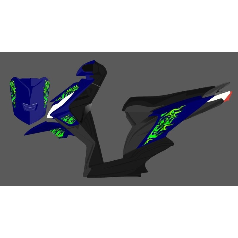 STRIPING TRANSPARAN HONDA BEAT KARBU CUSTOM DESAIN MOTIF API HIJAU