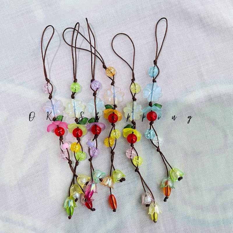 Gantungan Tas / Gantungan kunci manik mutiara / Beads Keychain Strap phone