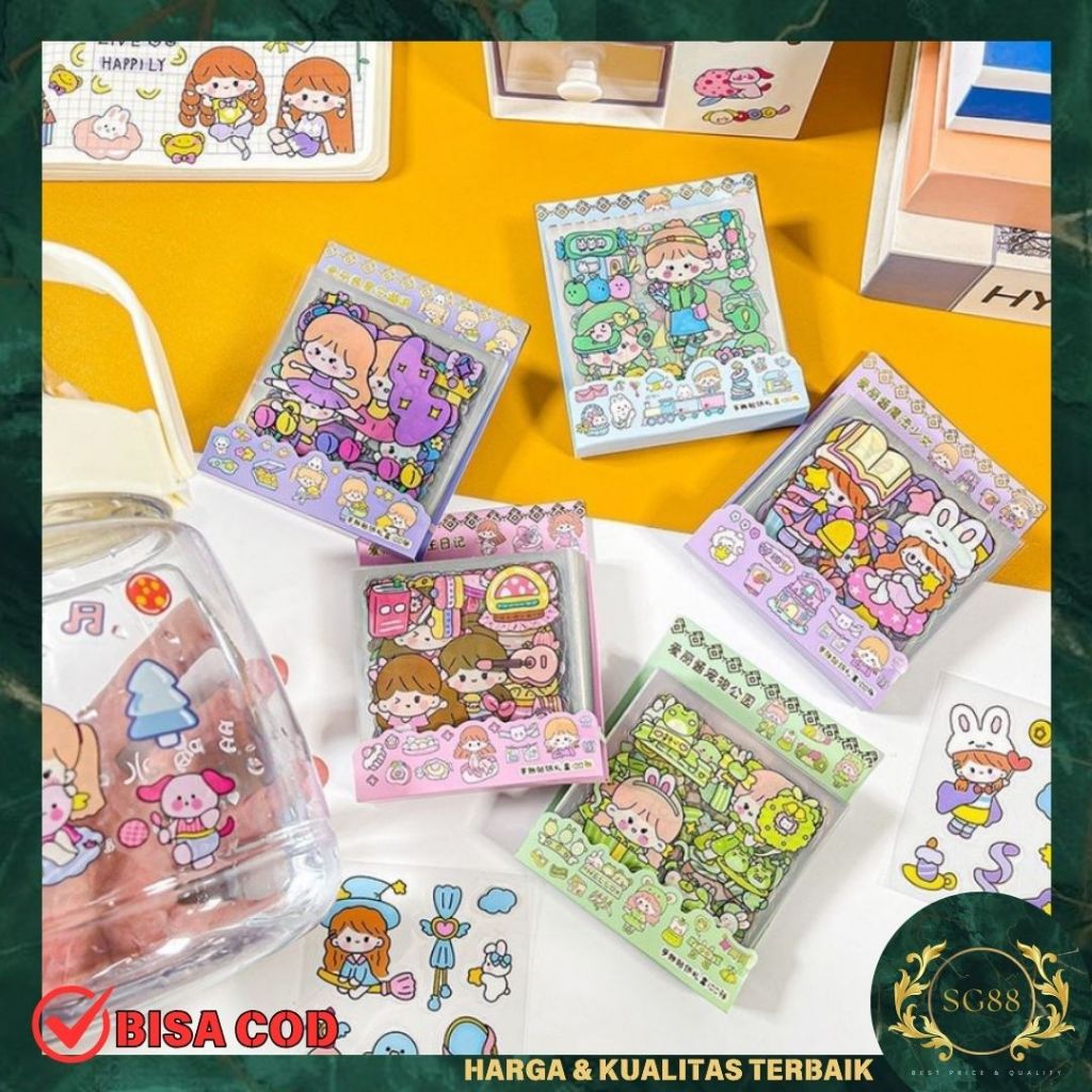 

Sticker Waterproof 100 pcs Sticker Momo Dapat Box Isi 100 Lembar Motif Momo Kartun Korea Lucu Anti Air Dekorasi Handbook Scrapbook Sticker