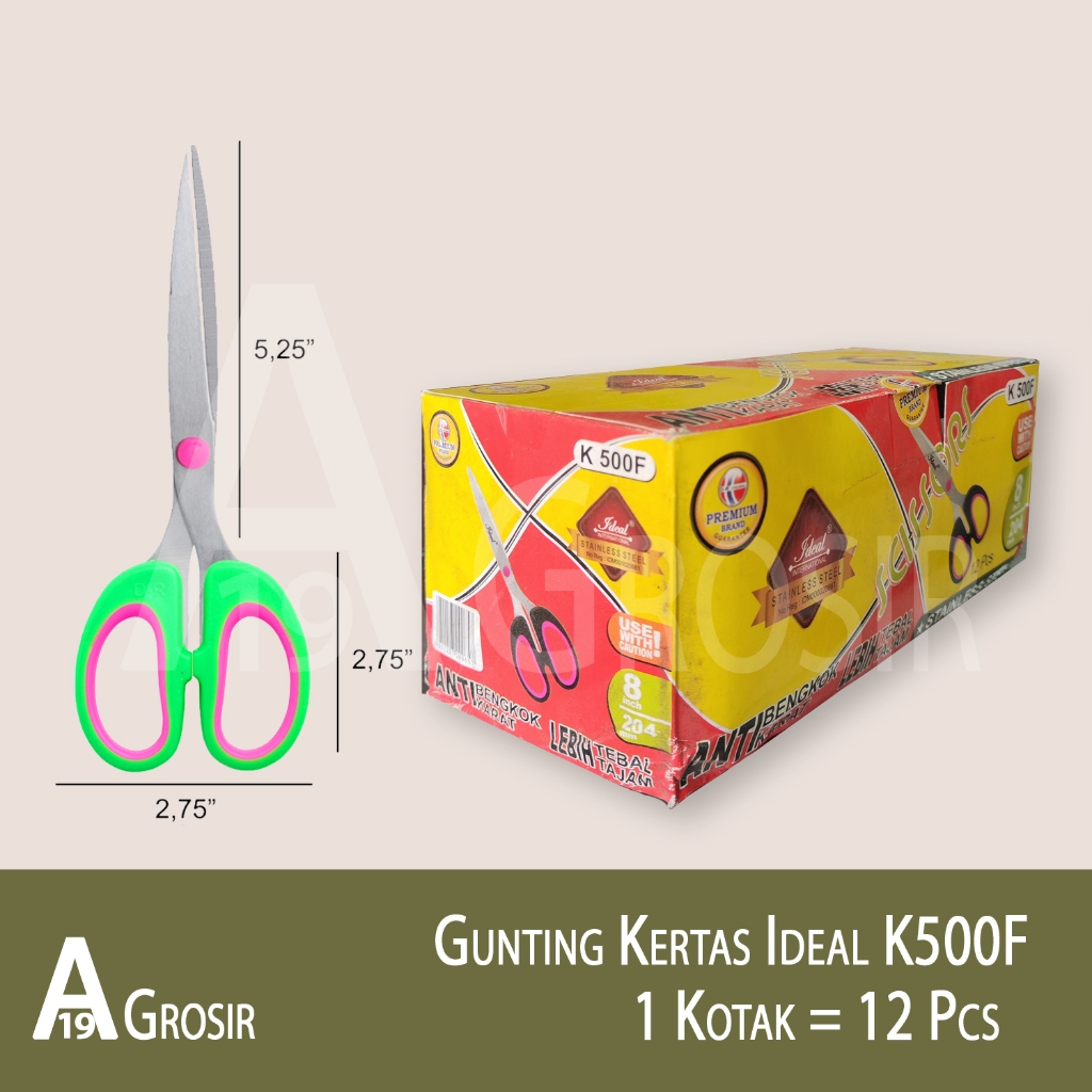 

(1BOX=12PCS) Gunting Kertas IDEAL K500F