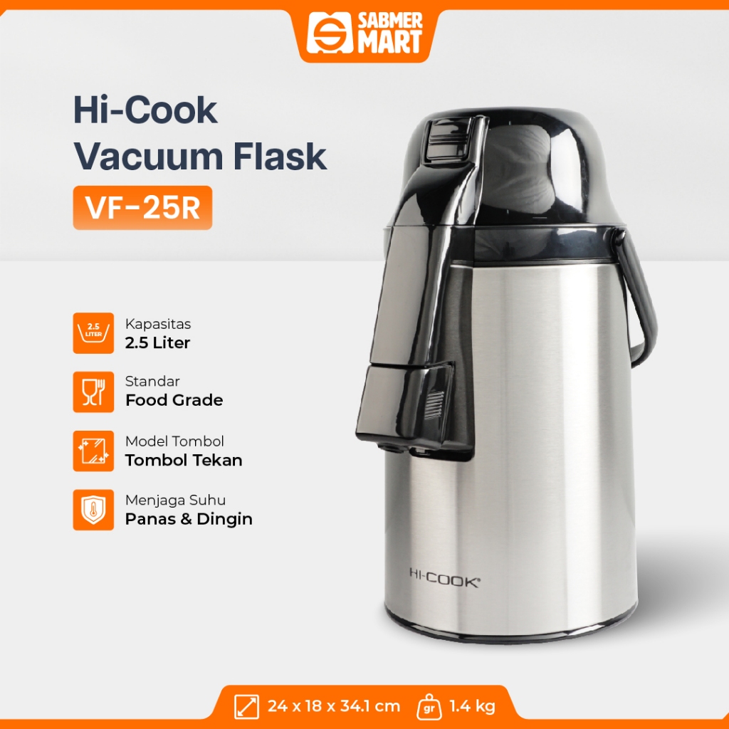 Termos Air Panas / Termos Pencet Mini Stainless Steel 2,5 L / Termos Vakum Hi-Cook VF-25R