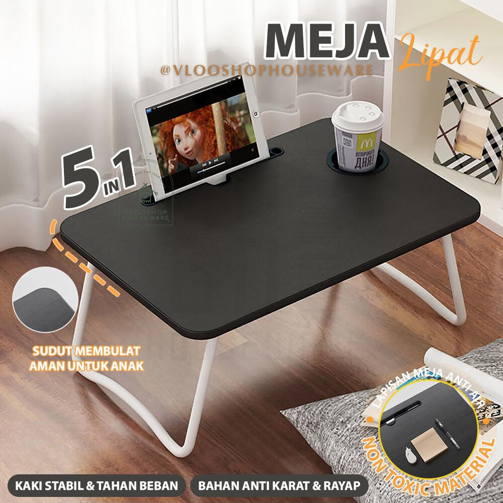 MEJA LIPAT / MEJA BELAJAR LIPAT MULTIFUNGSI / MEJA LIPAT ANAK LAPTOP BISA TARUH MINUMAN