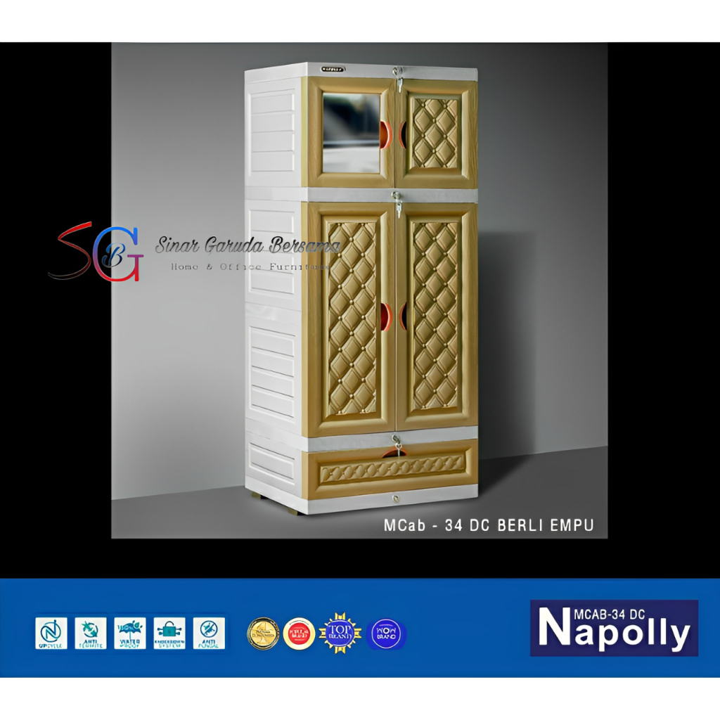 LEMARI RAK RAK + LACI + KACA /LEMARI BAHAN PLASTIK MODEL TERBARU / LEMARI ANAK KOS / LEMARI SERBAGUN