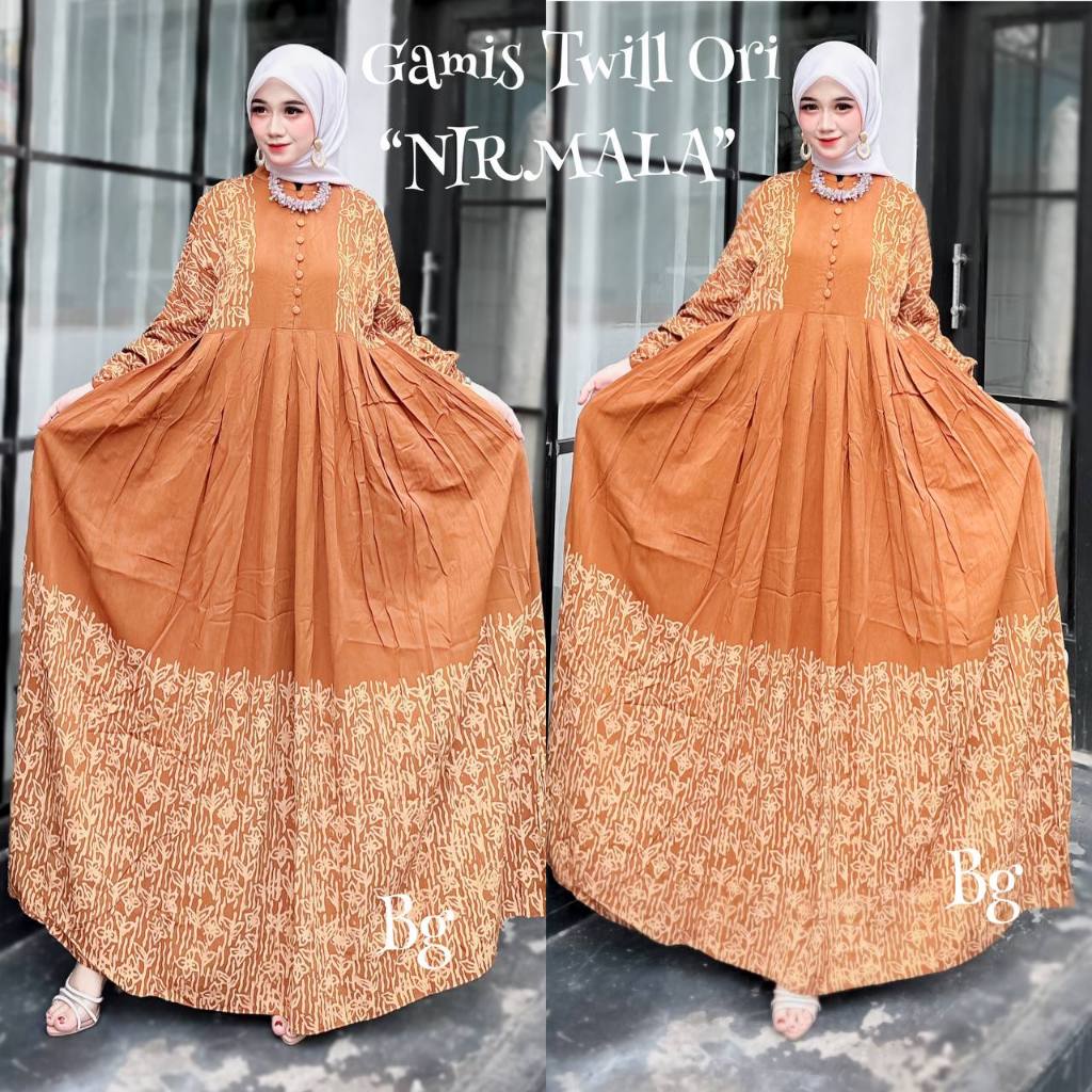 BG COLLECTION "READY STOK, SIAP KIRIM" GTF NIRMALA GAMIS TWILL SUPER ORI BG SIZE "S, M, L, XL, XXL" 