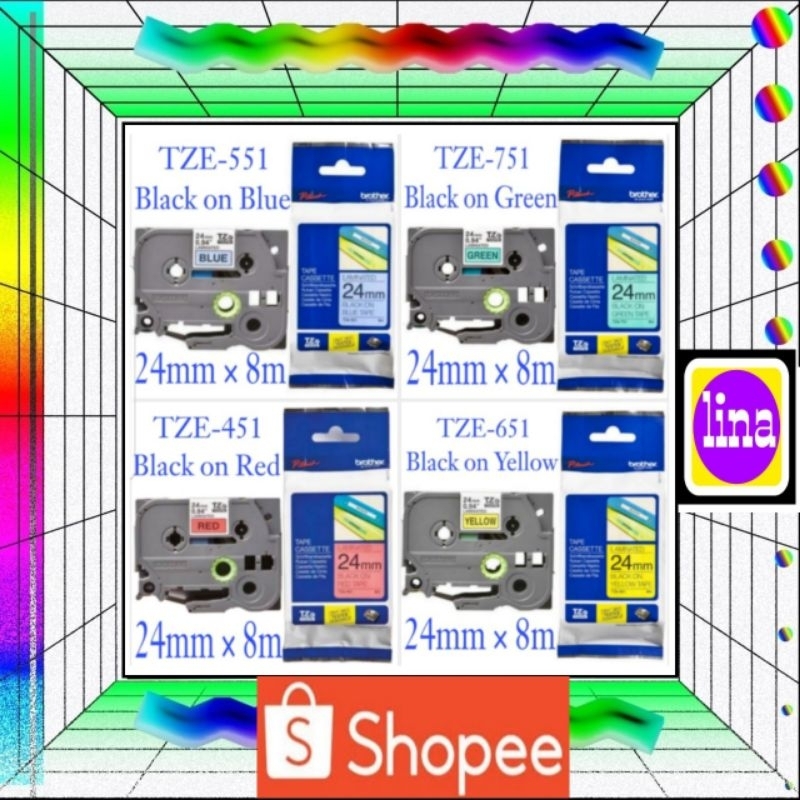 

Brother Label Tape TZE-651/TZE-451/TZE-551/TZE-751 Laminated Tapes 24mm × 8m Original