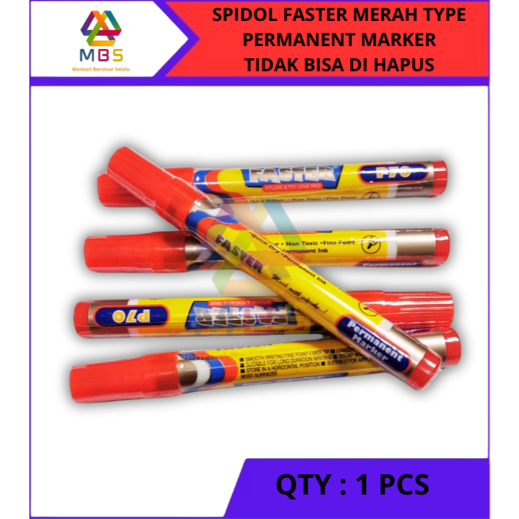 

HARGA 1 PCS SPIDOL FASTER MERAH PERMANENT MARKER TIDAK BISA DIHAPUS TYPE P-70