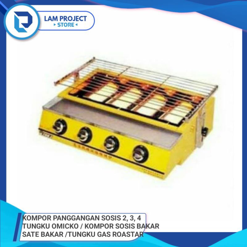 Kompor Panggangan Sosis 2, 3, 4 Tungku  Easton / Kompor Sosis Bakar Sate Bakar 4 Tungku Gas Roastar