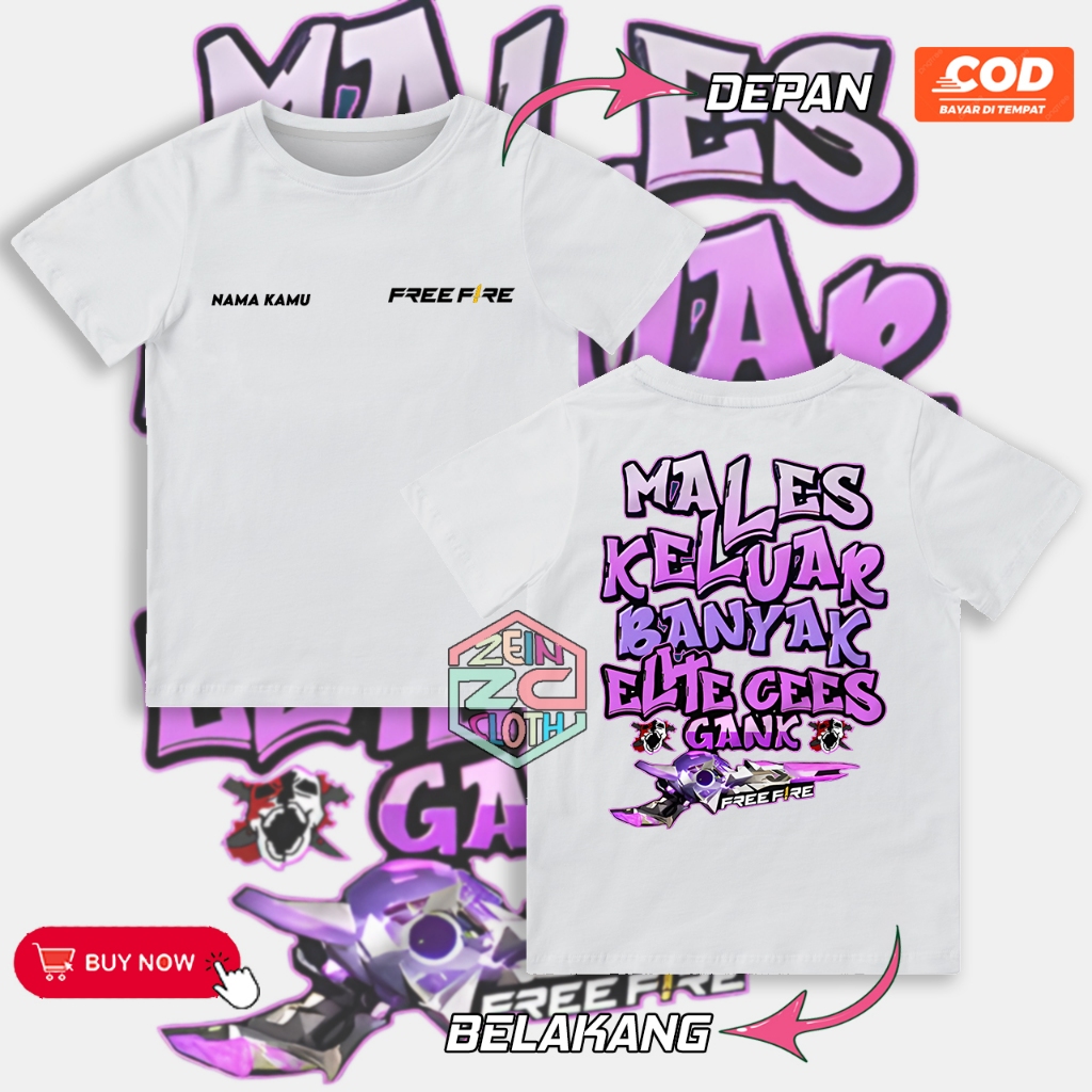 Baju Free Fire Anak / Kaos Anak Free Fire Elite Gank