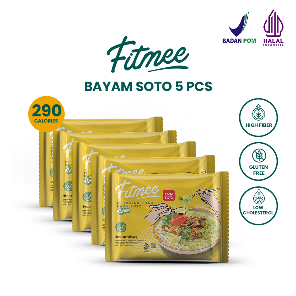 

Fitmee Mie Instan Sehat Bayam Soto 80 Gr Isi 5 Pcs