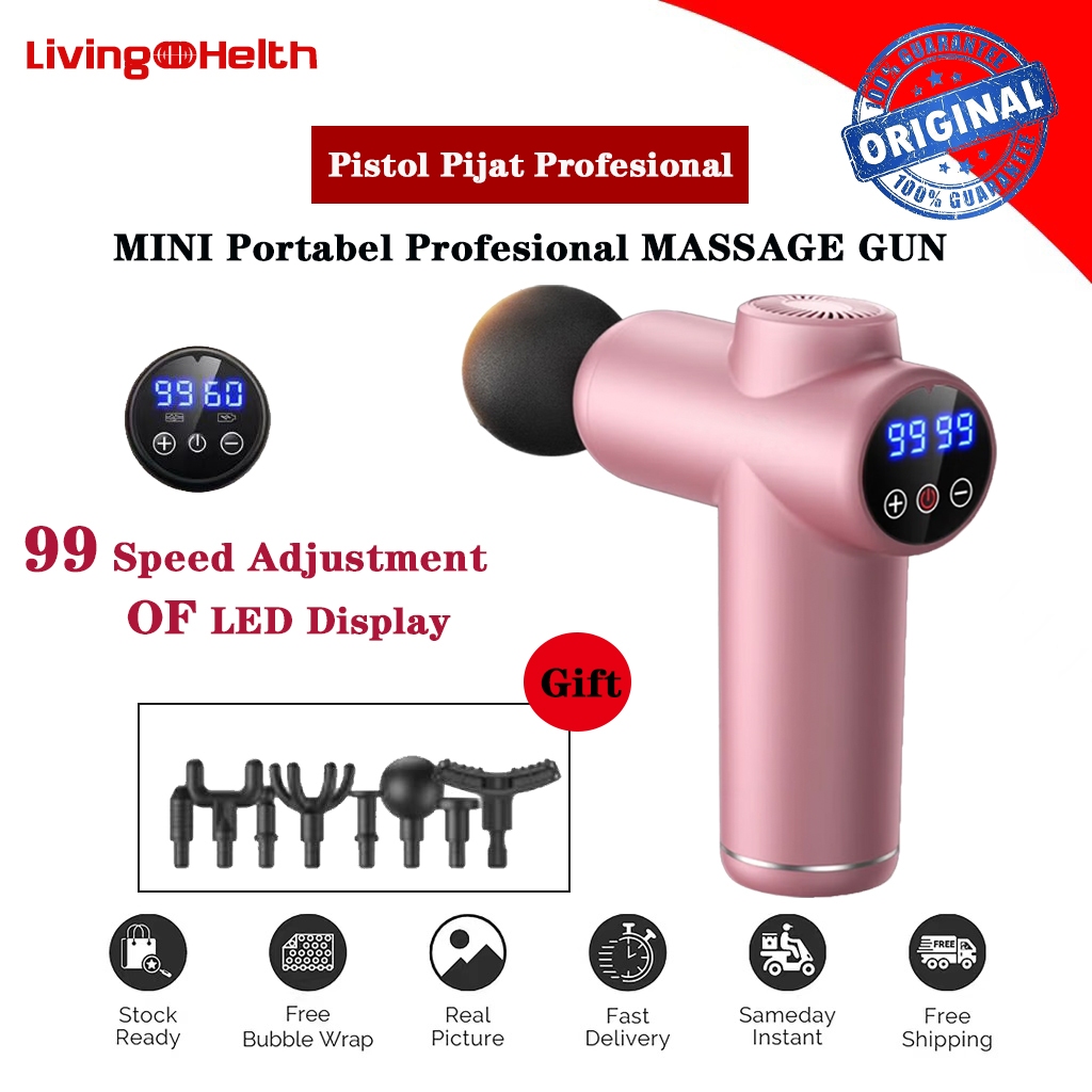 Living&Helth Profesi Wanita/Pria Alat Pijat Elektrik   8 in1 Massage Gun Deep Tissue Muscle Therapy 
