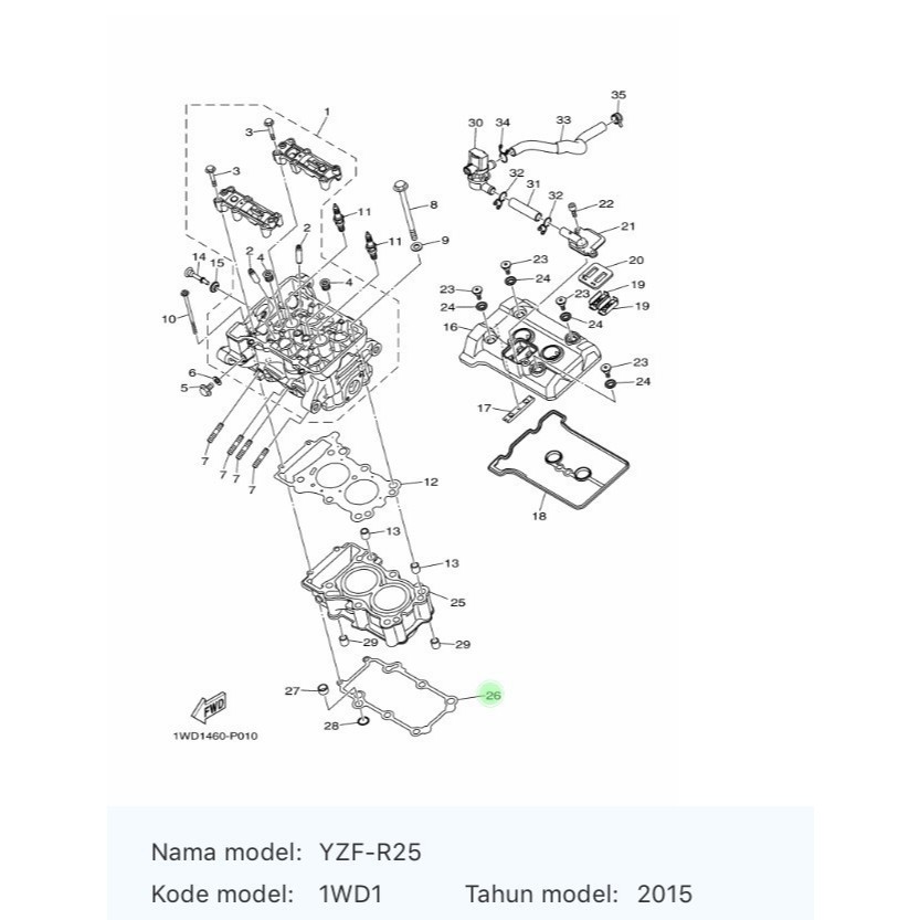 PART R25 Paking Blok HEAD R25 / Gasket Cylinder Head Paking Blok Yamaha R25 - Original